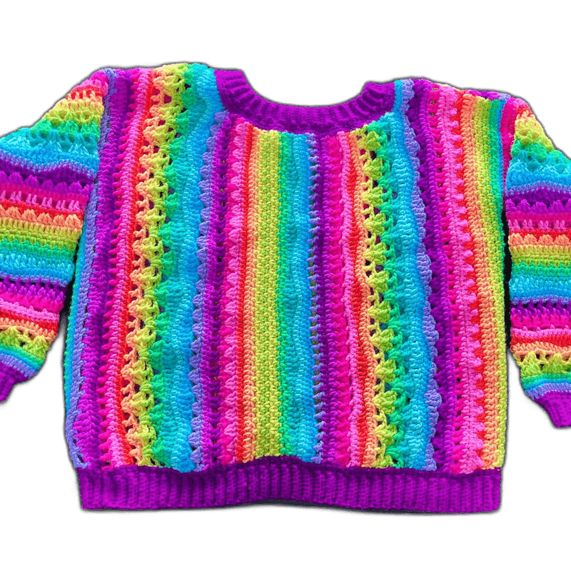Neon Rainbow Rapper Vintage Style Sweater
